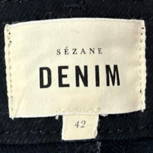 Sézane Black High Rise Denim Jeans Sz 42 (US 10)Organic Cotton Straight Leg NWT - Picture 7 of 8